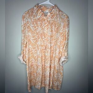 Tribal Jeans orange tunic dress with 3/4 sleeves, size P/size P/S.